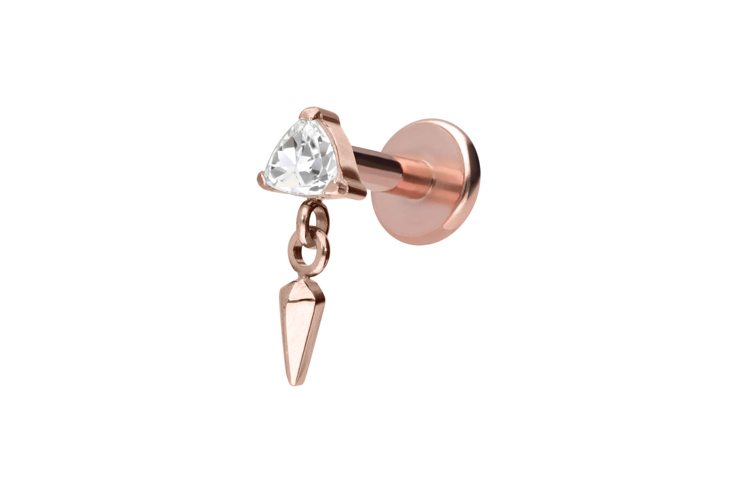 Titan Labret Piercing mit Innengewinde KRISTALLDREIECK +SPITZE